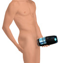 LoveBotz The Milker Slider 18X Stroking Masturbator held by a model, showcasing ergonomic design and functionality.