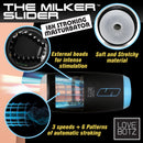 LoveBotz The Milker Slider 18X Stroking Masturbator showcasing ergonomic design, external beads, and automatic stroking features.