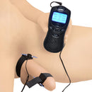 Zeus Electrosex Deluxe Power E-Stim Box Kit Black in use, showcasing control box and adjustable penis bands.