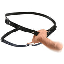Size Matters 2 Inch Vibrating Silicone Penis Sheath Flesh with realistic veined silicone shaft and adjustable harness.