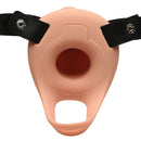 Size Matters 2 Inch Vibrating Silicone Penis Sheath Flesh with a realistic, veined silicone design and adjustable straps.