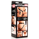 Size Matters 2 Inch Vibrating Silicone Penis Sheath Flesh packaging showcasing features and controls.