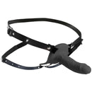 2 Inch Erection Realistic Silicone Penis Sheath Black with adjustable harness for added length and girth.