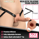 Size Matters 2 Inch Realistic Silicone Penis Sheath Light with adjustable harness and realistic detail.