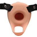 Size Matters 2 Inch Realistic Silicone Penis Sheath Light with adjustable harness and hollow design for enhanced pleasure.