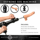 Master Series Ultimate Obedience Chair with Sex Machine featuring a detachable sex machine and dildo.