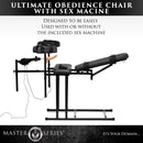 Master Series Ultimate Obedience Chair with Sex Machine designed for bondage and sensation play.