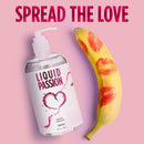 Liquid Passion Natural Water Based Lubricant 16 Oz bottle with banana, promoting love and intimacy.
