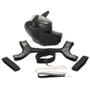 Master Series Full Pup Arsenal Puppy Play Bondage Set Black components including hood, collar, leash, arm bands, and harness.