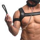 Master Series Full Pup Arsenal Puppy Play Bondage Set Black featuring a puppy harness and leash.