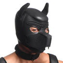 Master Series Full Pup Arsenal Puppy Play Bondage Set Black puppy hood with ears and muzzle design.