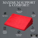 Bedroom Bliss Small Love Cushion Sex Position Wedge Red showcasing ergonomic design and soft velvet texture for comfort.