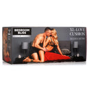 Bedroom Bliss XL Love Cushion Sex Position Wedge Red packaging featuring a couple enjoying intimate moments.