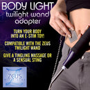 Zeus Electrosex Ultra Neo Violet Wand 10 Piece Set with Body Light Twilight Wand Adapter for e-stim sensations.