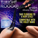 Zeus Electrosex Ultra Neo Violet Wand 10 Piece Set includes Twilight Flogger for electrostimulation and e-stim experiences.