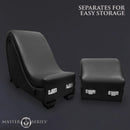Detachable Kinky Couch Sex Chaise with Love Pillows Black separates for easy storage as shown in the image.