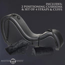 Detachable Kinky Couch Sex Chaise with Love Pillows Black featuring 2 positioning cushions and straps.
