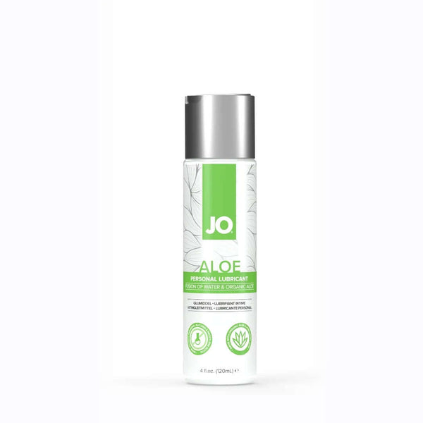 JO Aloe Water-Based Personal Lubricant - 4 fl oz bottle, pH balanced, organic aloe, soothing glide, ideal for sensitive skin.