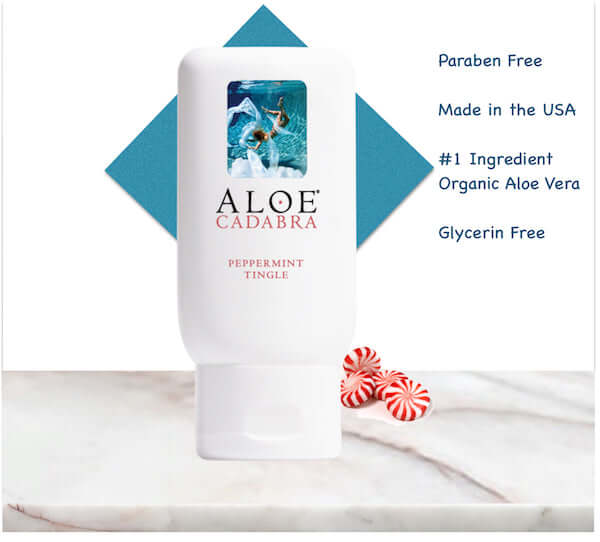 Aloe Cadabra Peppermint Tingle Lubricant 2.5 oz bottle, paraben and glycerin free, featuring organic aloe vera.