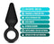 Blush Anal Adventures small black silicone loop plug with tapered tip and safe design features for easy insertion and retrieval.