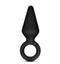 Blush Anal Adventures small black silicone loop plug with tapered tip, designed for comfort and safety during use.