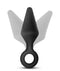 Blush Anal Adventures platinum silicone small black loop plug with tapered tip for comfortable insertion and safety.