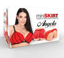Angel White Porn Star Mini Skirt Masturbator packaging featuring model and product design.