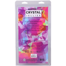 Crystal Jellies Realistic Cock With Balls 8 Inch Purple product packaging showcasing features and dimensions.
