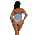 Dreamgirl Plus Size Ashley Teddy Arctic Blue Queen shown from the back in romantic sheer lace design.