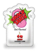 SMACK Tarts Lickable Lube Cherry 3 ml packaging featuring vibrant design and tart flavored text.