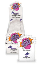 SMACK Tarts Grape Lube 3 ml Pouch 36 Pc Display with individual lube pouches in eye-catching packaging.