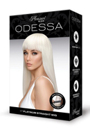 Odessa Premium Stylable Wig Platinum showcased in stylish packaging, featuring a sleek, straight design in platinum.