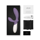 Lelo Loki Wave 2 Prostate Massager Violet Dust in elegant packaging with accessories and warranty card.