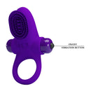 Pretty Love Vibrating Cock Ring II Purple with textured clitoral point and vibration button for enhanced pleasure.