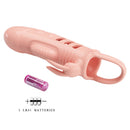 Pretty Love Sloane Vibrating Penis Sleeve Flesh with batteries for enhanced pleasure and support.