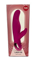 Fun Factory Lady Bi Rabbit Vibrator Magenta in packaging, designed for dual stimulation and G-spot targeting.