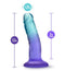 B Yours Morning Dew 5" dildo in indigo with gradient design, measuring 5.5 inches total length and 1.25 inches in diameter.
