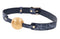 Luxury blue and gold adjustable Cougar ball gag for sensory play and comfort.