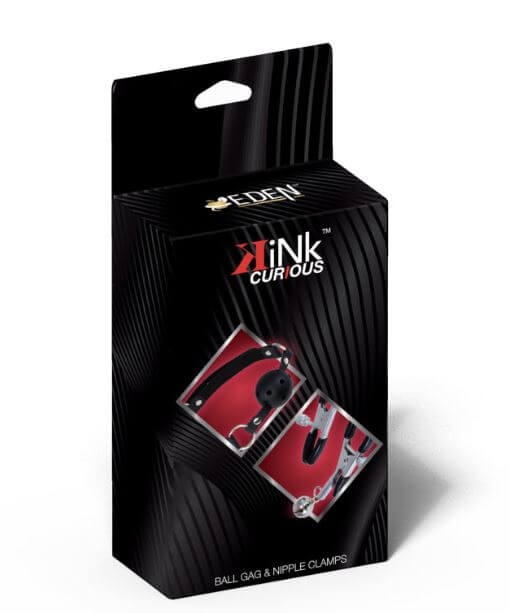 KINK CURIOUS BALL GAG & NIPPLE CLAMPS SET BLACK-2