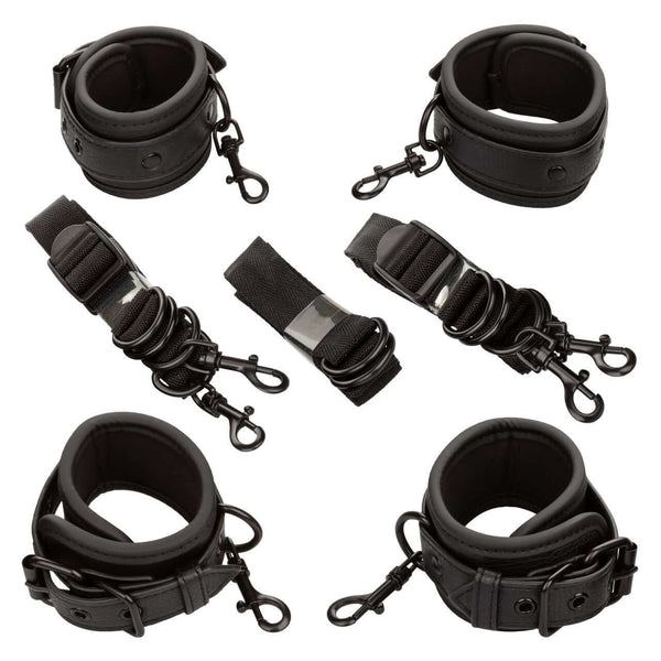 Nocturnal™ Collection Bed Restraints - Adjustable Black Cuffs and Tethers Set for Restraint Play