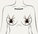 Pastease Black Widow On Spark Velvet pasties with spider design on a stylized body silhouette.