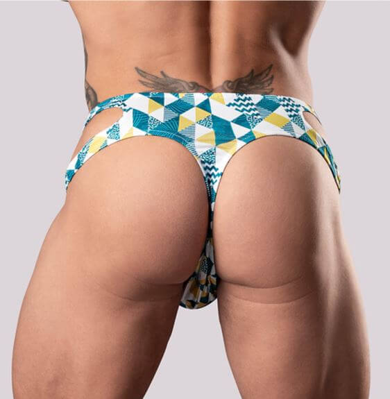 CUT IT OUT! CUTOUT THONG BLUE S/M-0