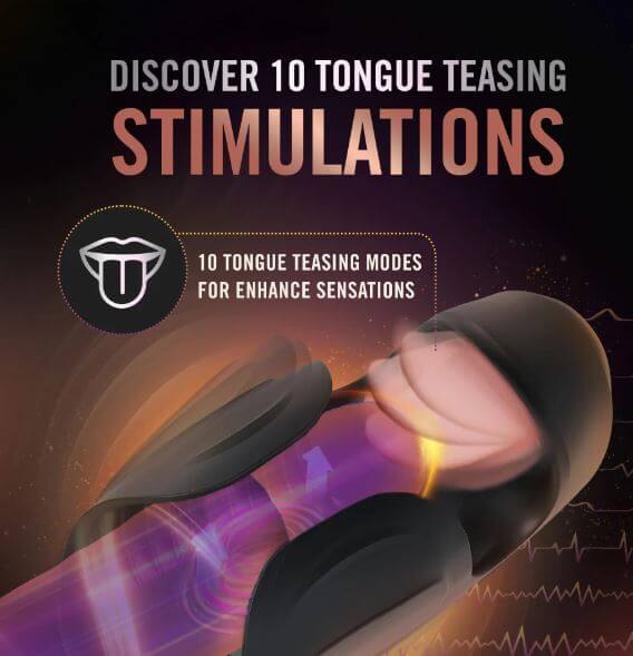 "M for Men Lickety Split Black Vibrating Stimulator with 10 Tongue-Teasing Modes for Enhanced Sensations"