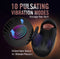 Black vibrating penis stimulator with 10 pulsating modes, featuring ribbed inner sleeve for enhanced pleasure.