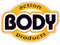 Body Action Products logo featuring bold 'BODY' text in black and yellow circular design.