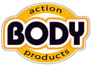 Logo of Body Action products featuring the word 'BODY' in bold black letters with orange accents.