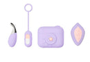 Play With Me Snapstar Vibrator Set Purple featuring a mini wand, bullet vibrator, and wireless remote in a stylish case.
