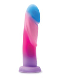 Avant Borealis Dreams Cotton Candy silicone dildo with neon pink, blue, and purple hues designed for G-spot and P-spot stimulation.