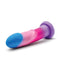 Neon pink and blue Avant Borealis Dreams Cotton Candy silicone dildo for G-spot and P-spot stimulation.