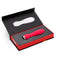 Hot pink Sensuelle Skye Velvet Touch Vibe in open packaging with black and red box.